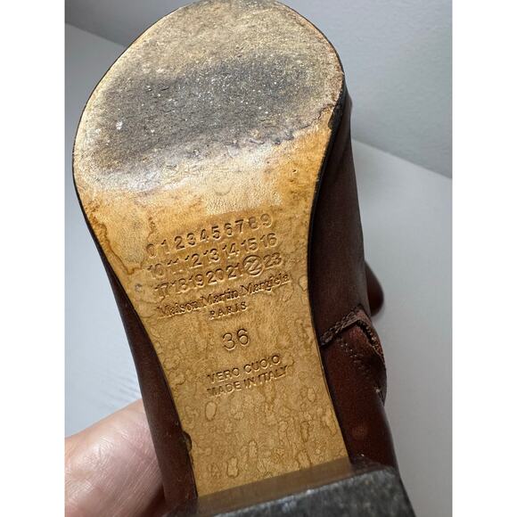 Maison Margiela Womens Brown Ankle Heel Boot Leather Size 36 Made in Italy - Picture 6 of 8